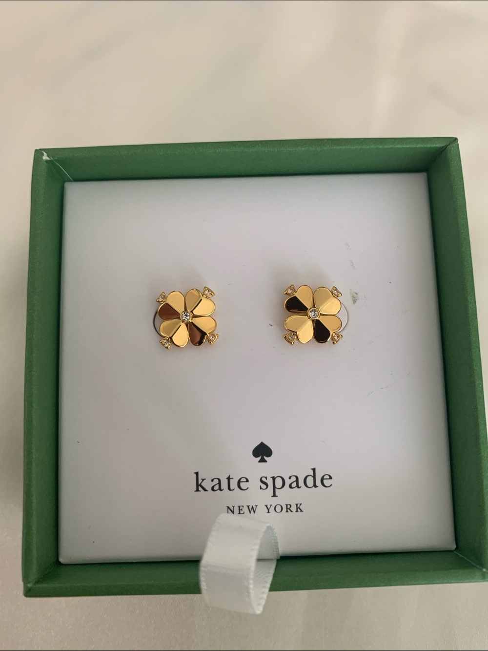 kate spade Gold Floral Crystal Center Stud Earrings